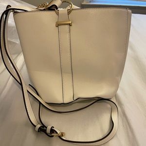 Small White hobo crossbody with handle purse.